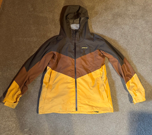 Patagonia Softshell Jacket - Size L - Gold/Brown - Powder Skirt - Full Zip - Hood